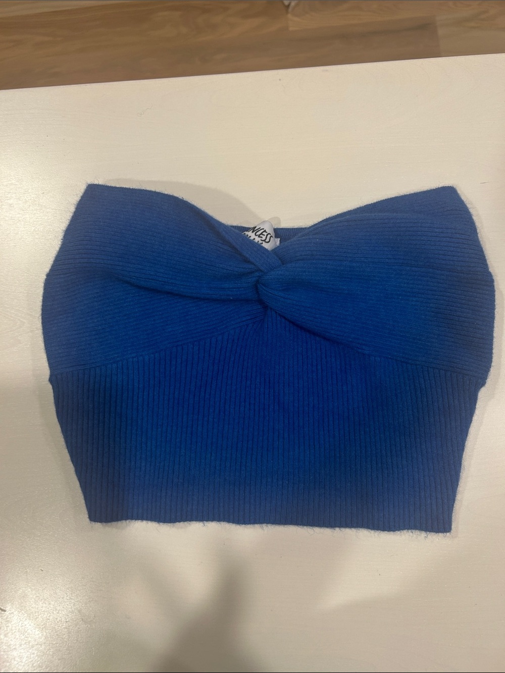 Princess Polly Royal Blue Ribbed Twist-Front Crop Top